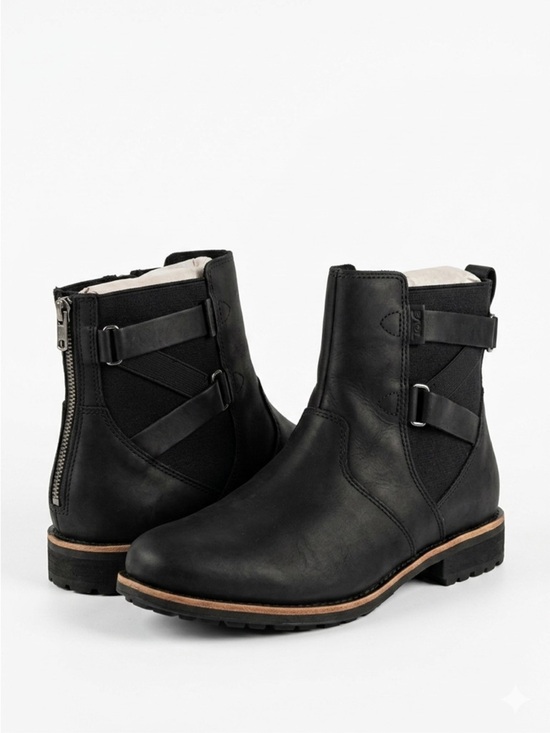 Teva Shoes - Teva Ellery Ankle WP Boot Strappy Waterproof Leather Black Size 8